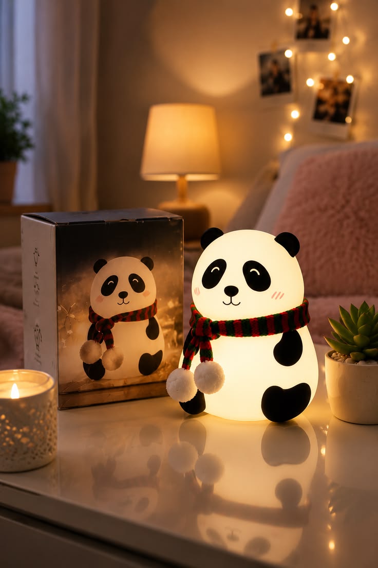Panda lamp with LED light